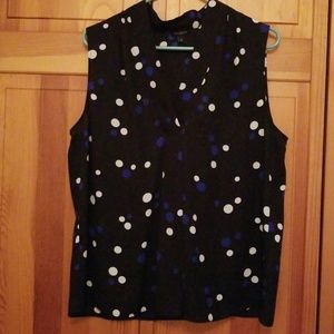 Talbots Black and Blue Polka Dot Blouse